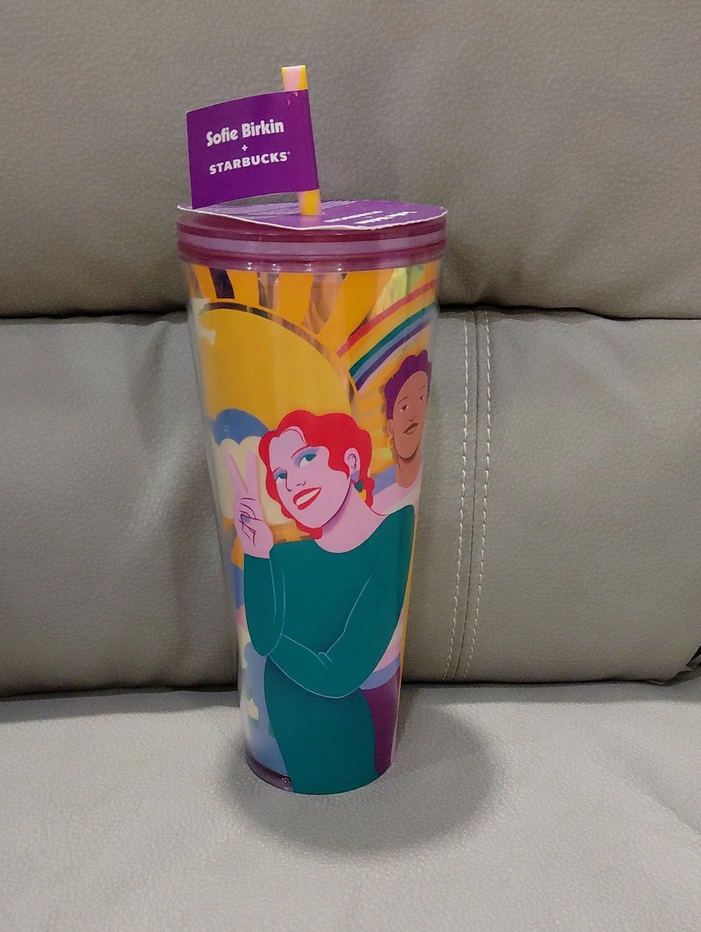 Starbucks Sofie Birkin Rainbow Pride Tumbler with Purple Lid